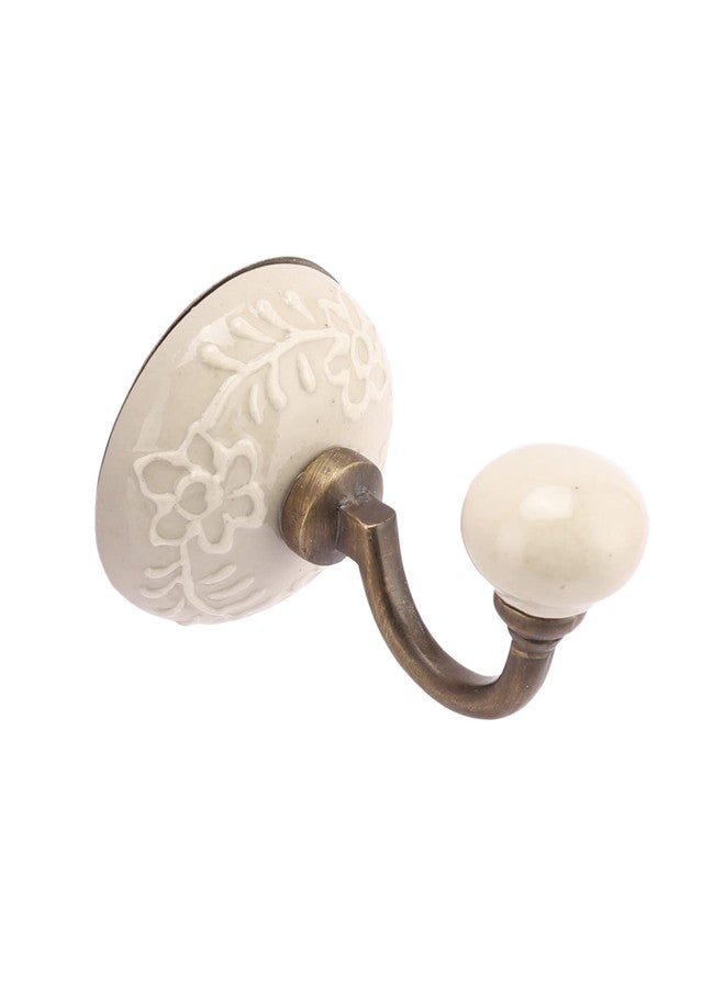 miah decor خطافات حائط عملية مصنوعة يدويًا من السيراميك المنقوش من ميا ديكور، لون أبيض - Image 4